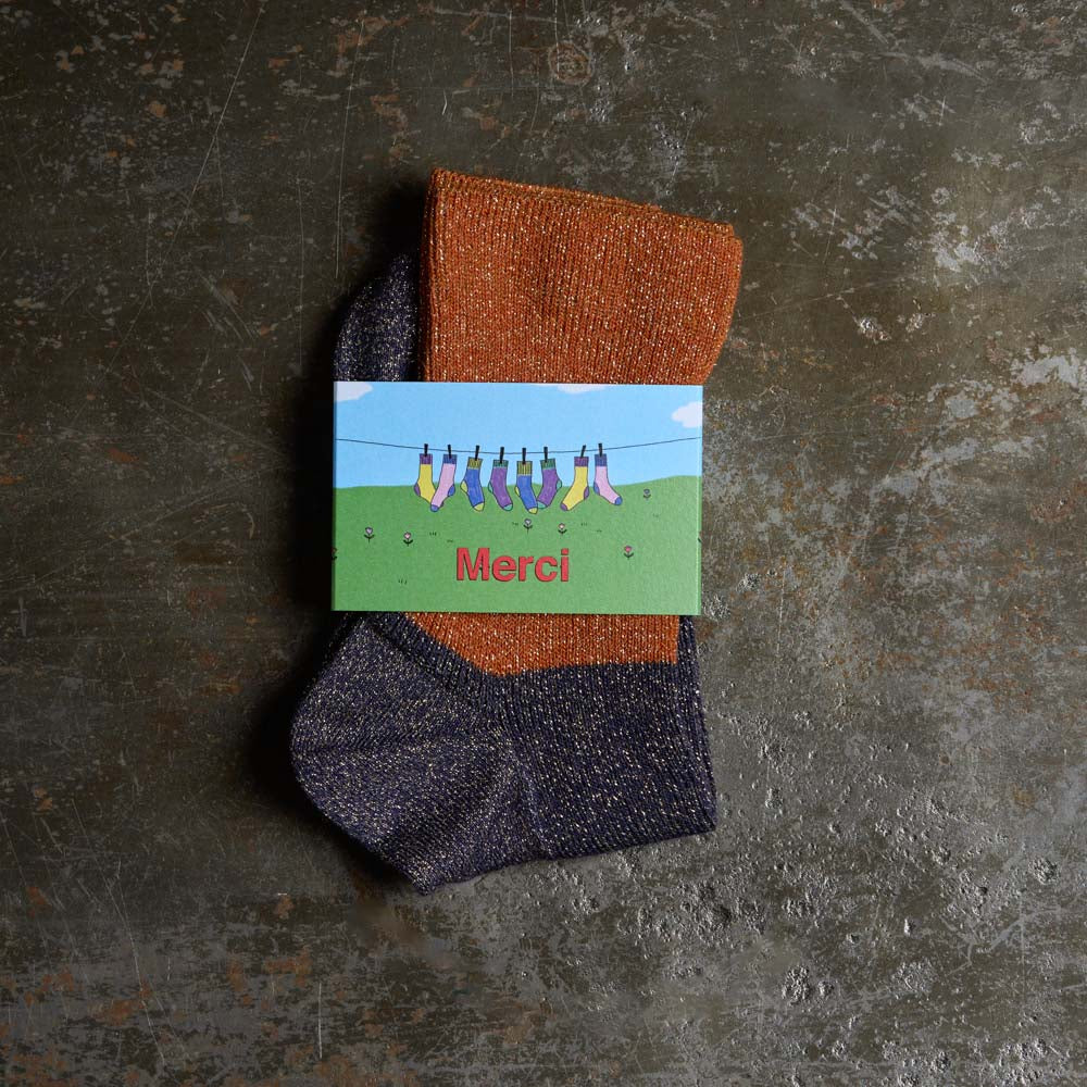 Merci - Chaussettes Ludo - Orange & Marine - Image 3