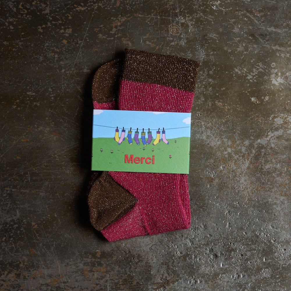 Merci - Chaussettes Lulu - Rose & Marron - Image 3