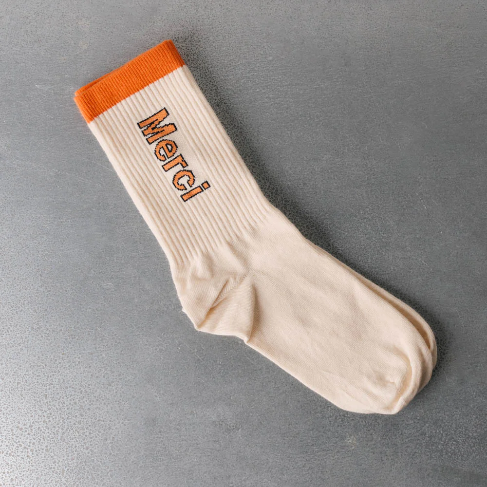 Merci - Chaussettes Scrappy - Blanc & Orange - Image 2