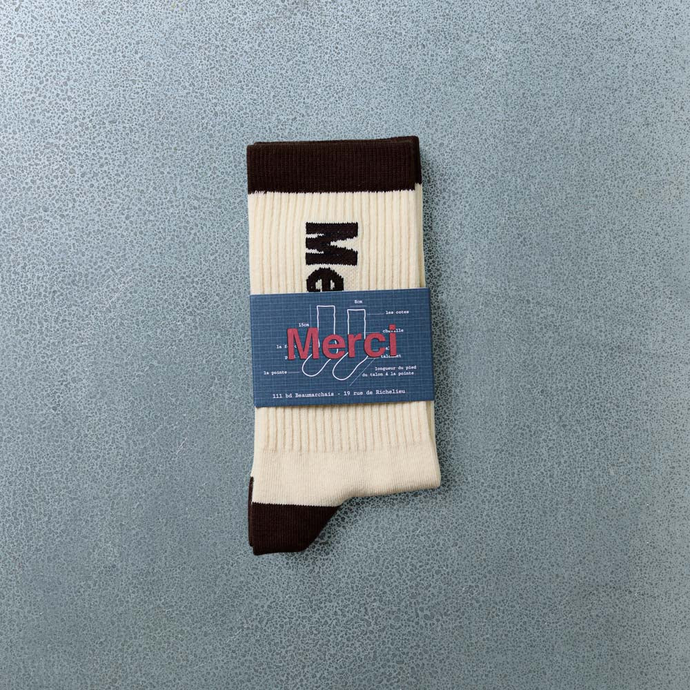Merci - Chaussettes Scrappy - Ecru Marron - Image 2