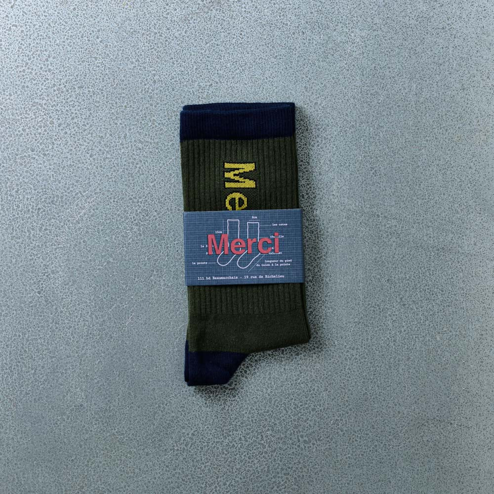 Merci - Chaussettes Scrappy - Kaki Marine - Image 2