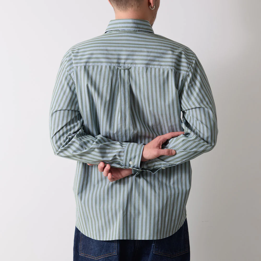 Merci - Chemise Sacha - Rayures Olive & Bleu - Image 5