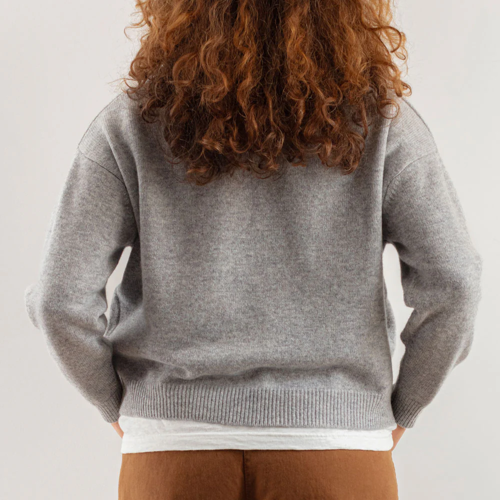 Merci - Gilet Luce en Laine - Gris Clair - Image 3