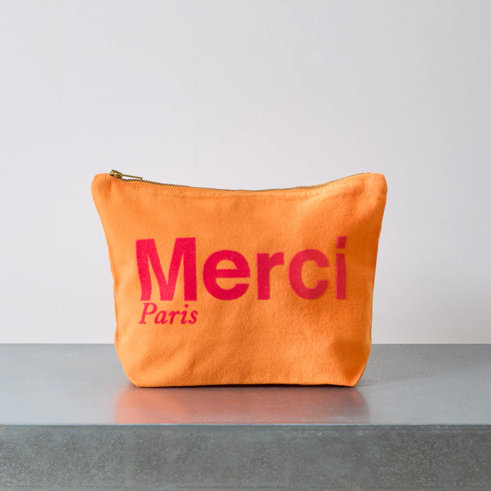 Merci - Pochette en coton - Abricot & Framboise