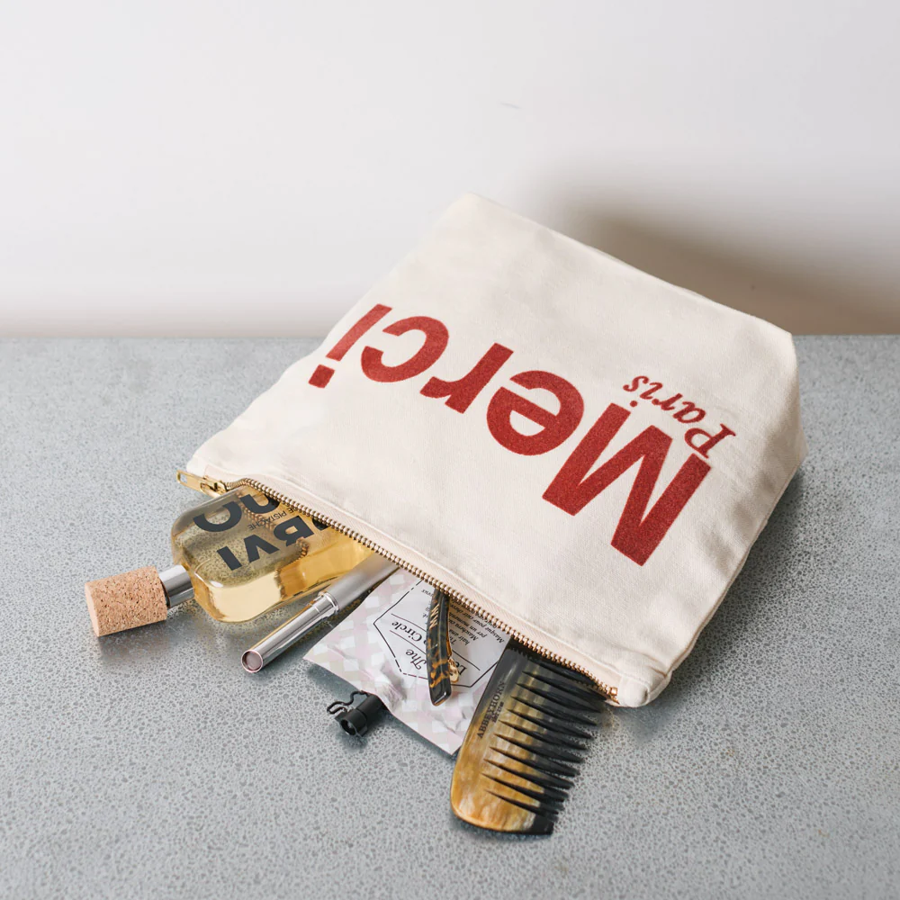 Merci - Pochette en coton - Crème & Vin - Image 2