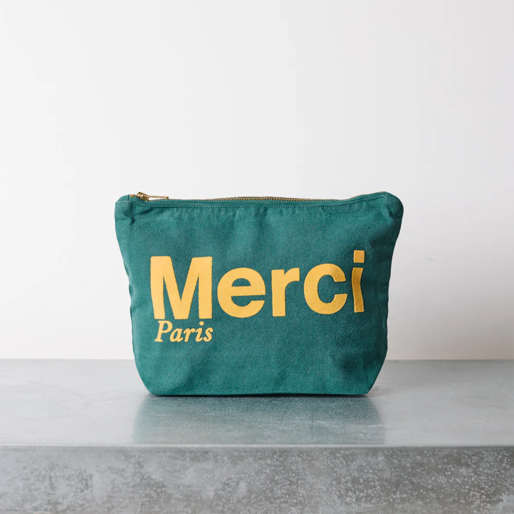Merci - Pochette en coton - ForĂȘt & Jaune