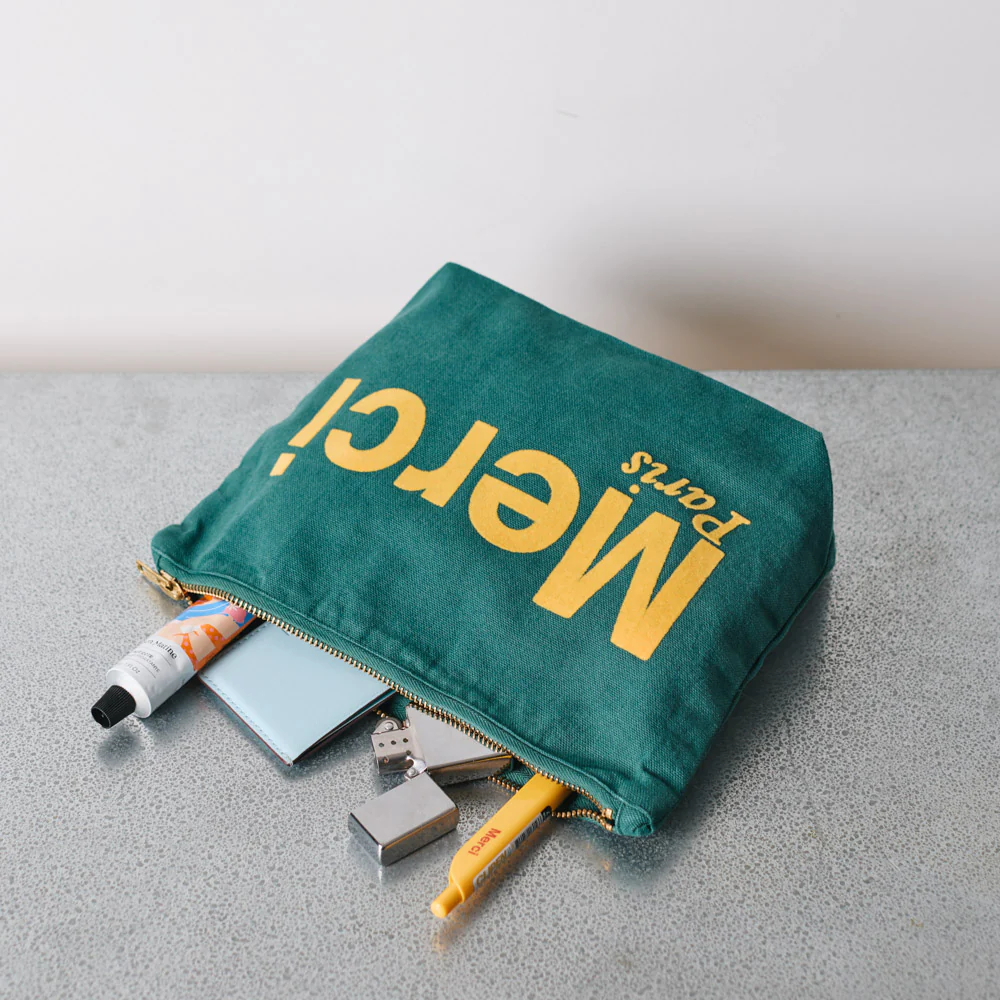 Merci - Pochette en coton - ForĂȘt & Jaune - Image 2