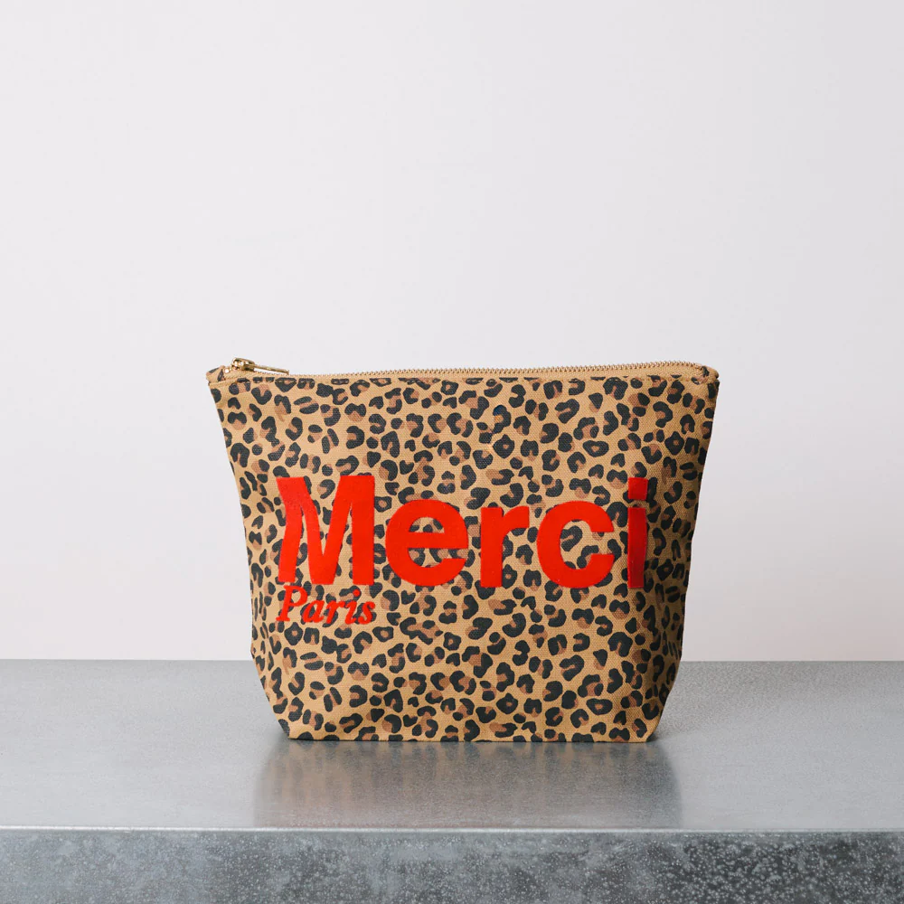 Merci - Pochette en coton - Léopard & Rouge