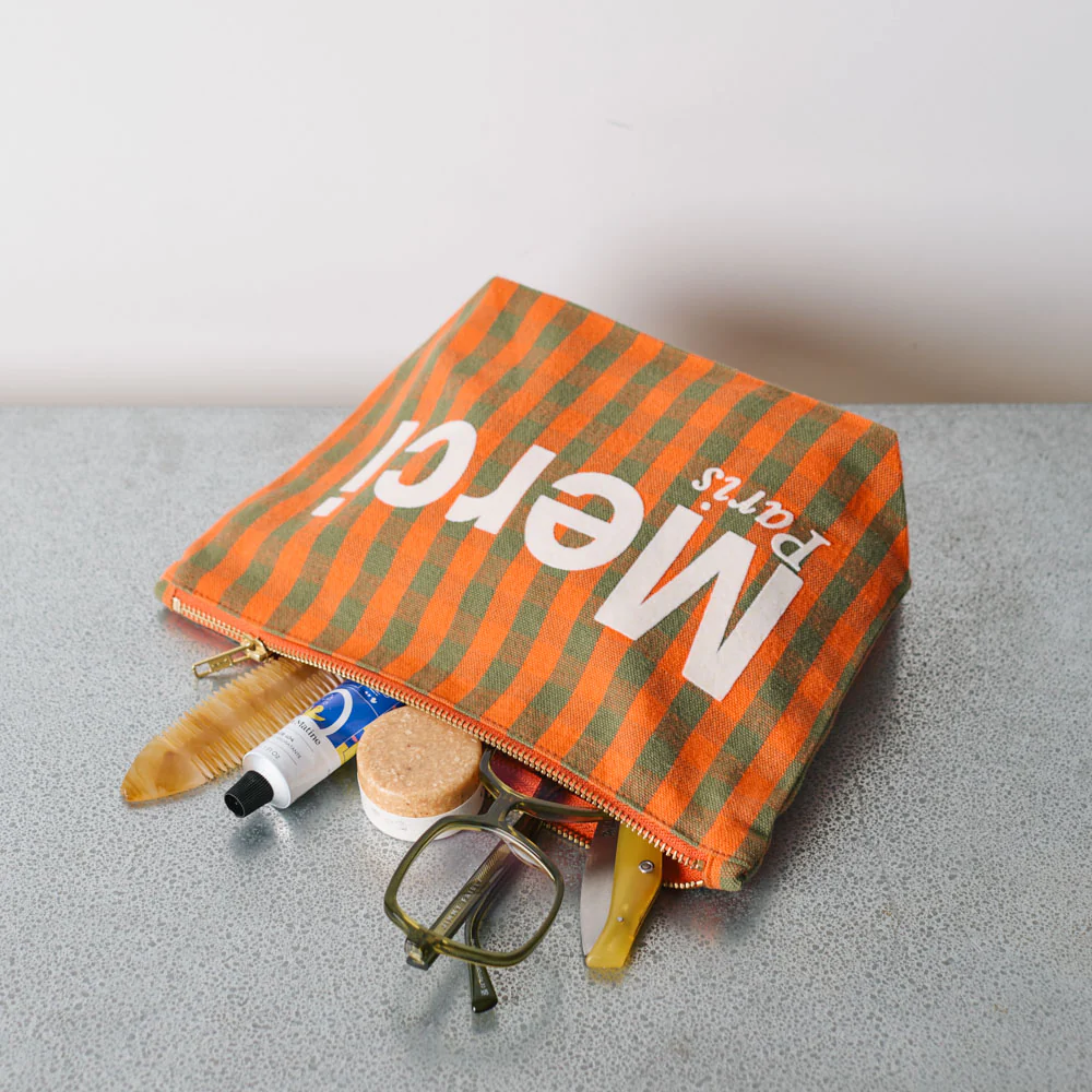 Merci - Pochette en coton - Orange, Vert & Crème - Image 2
