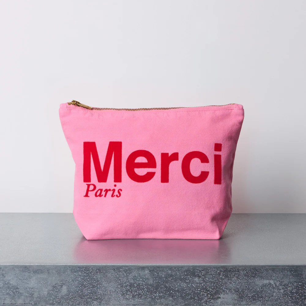 Merci - Pochette en coton - Rose & Rouge