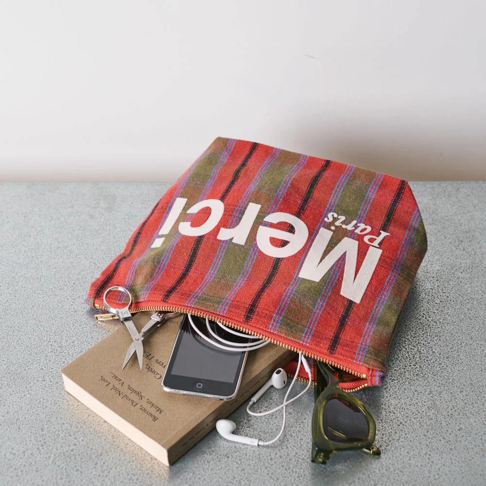 Merci - Pochette en coton - Rose, Vert & Crème - Image 2