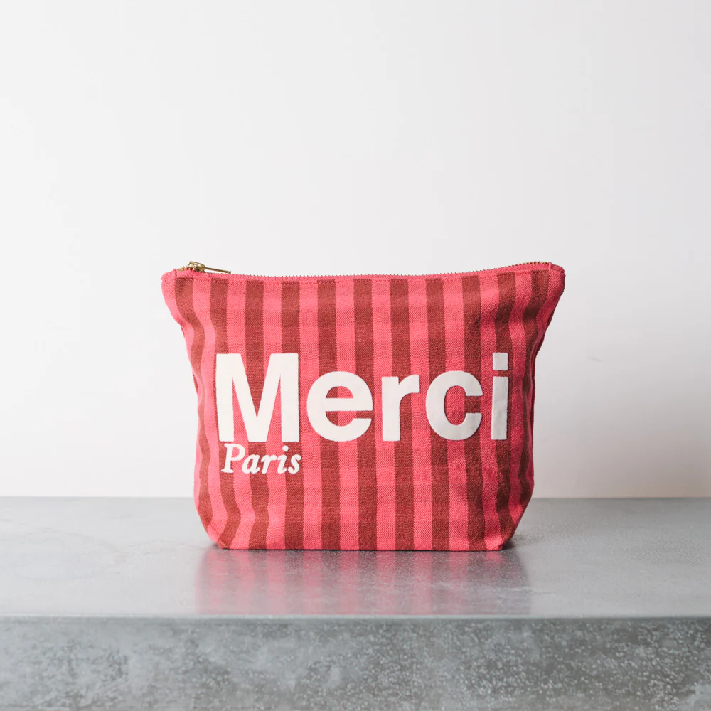 Merci - Pochette en coton - Rose, Vin & Crème