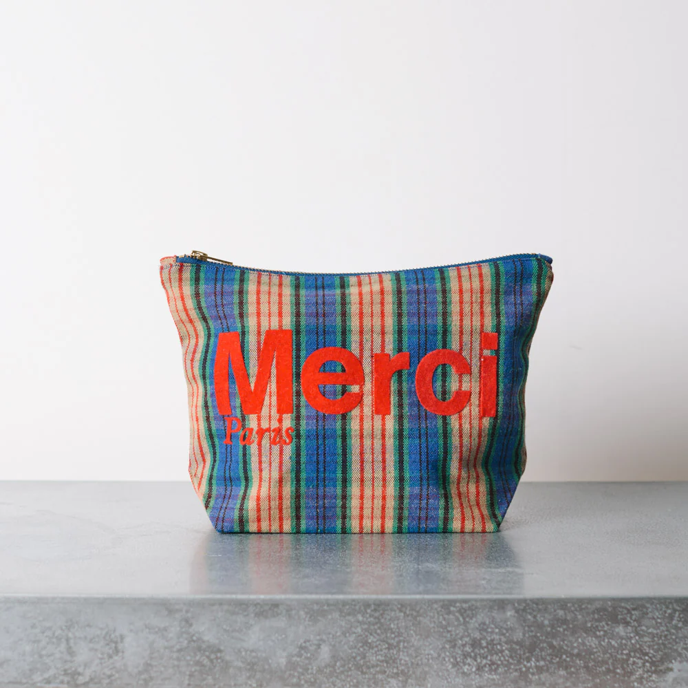 Merci - Pochette en coton - Violet, Orange & Rouge