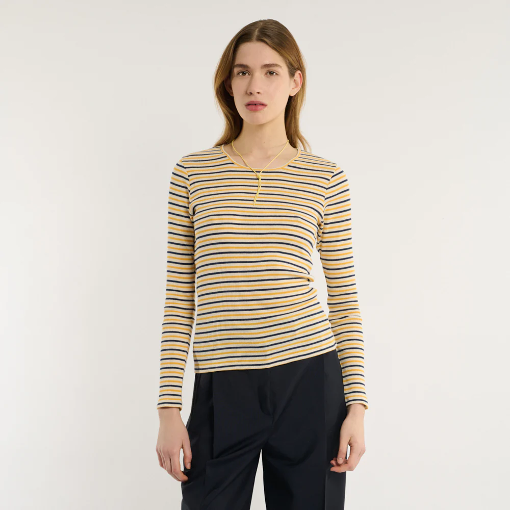 Merci - T-shirt Carla - Marine & Jaune - Image 2