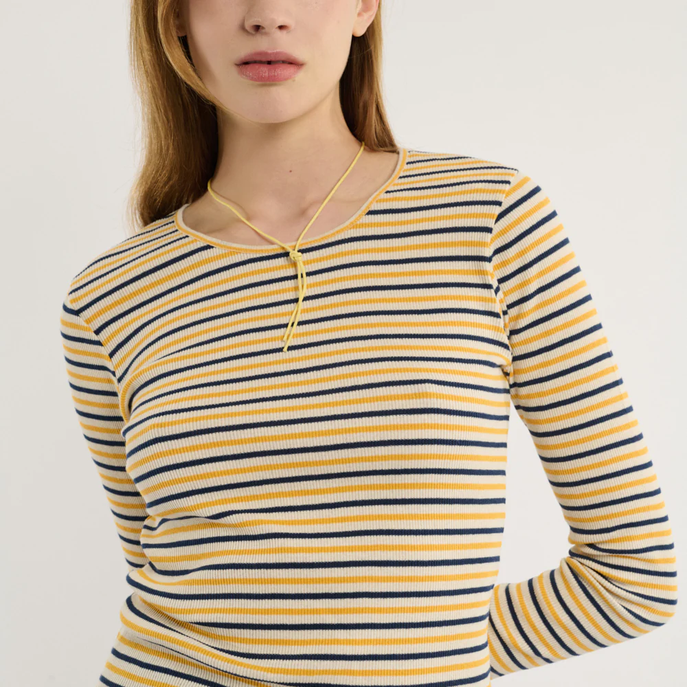 Merci - T-shirt Carla - Marine & Jaune - Image 4