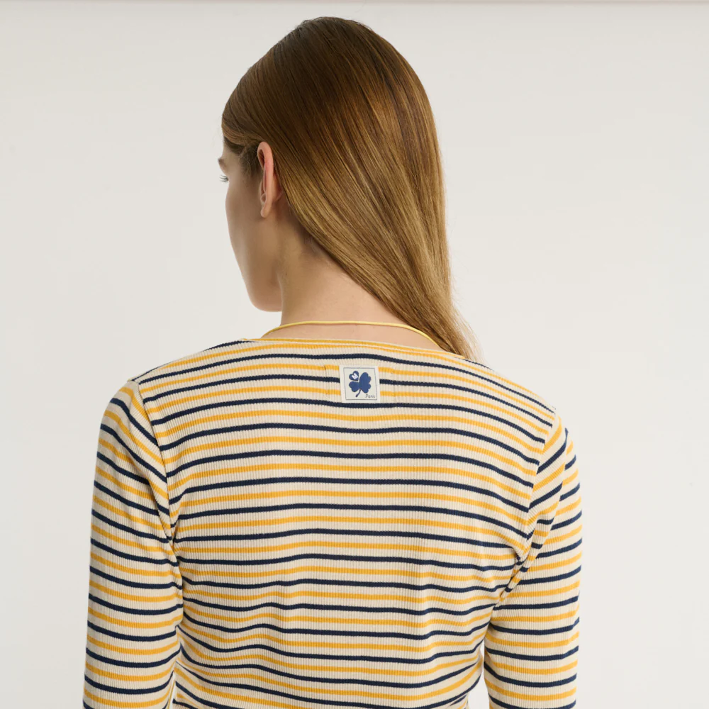Merci - T-shirt Carla - Marine & Jaune - Image 5