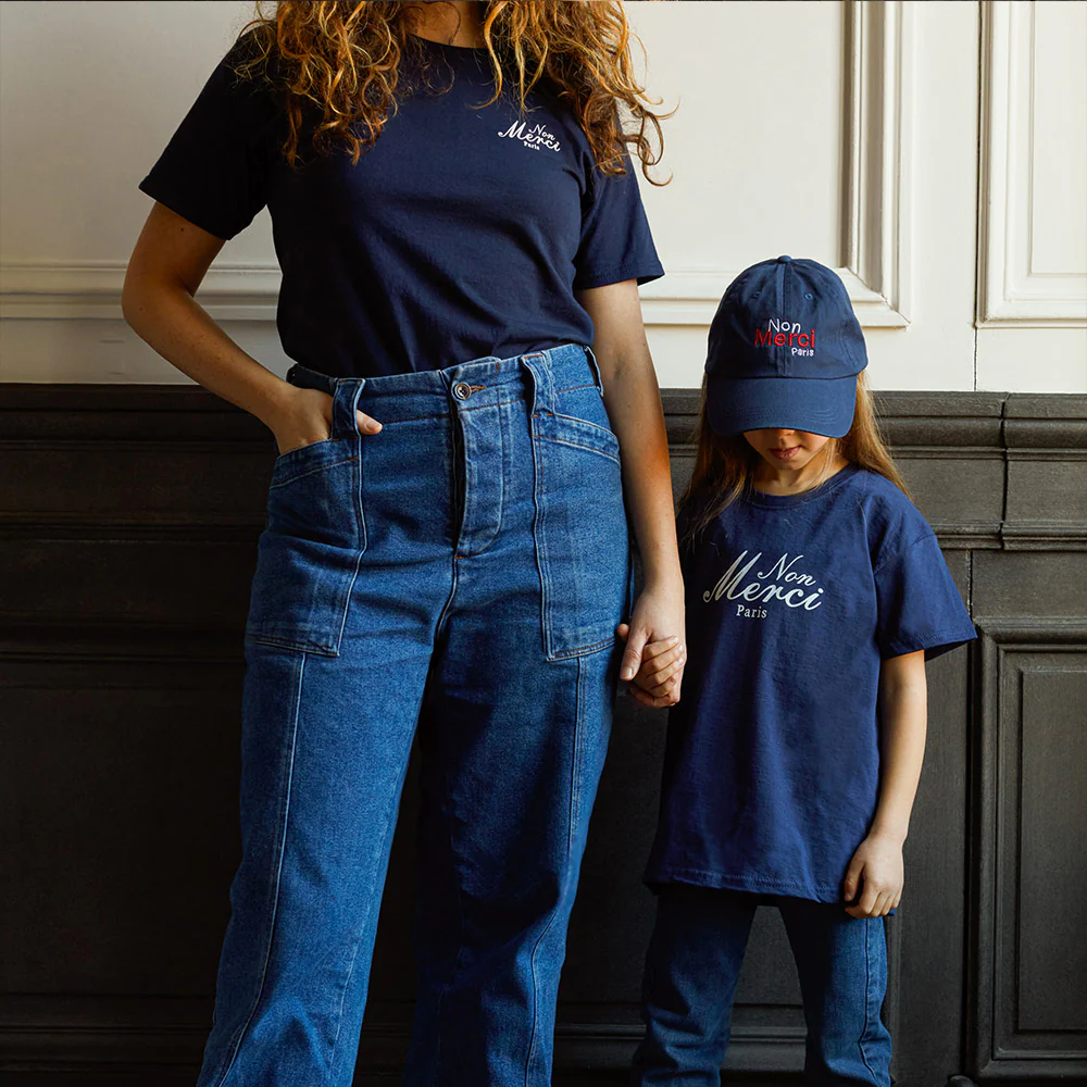 Merci - T-Shirt Enfant Non Merci "Rive Gauche" - Bleu Marine - Image 3