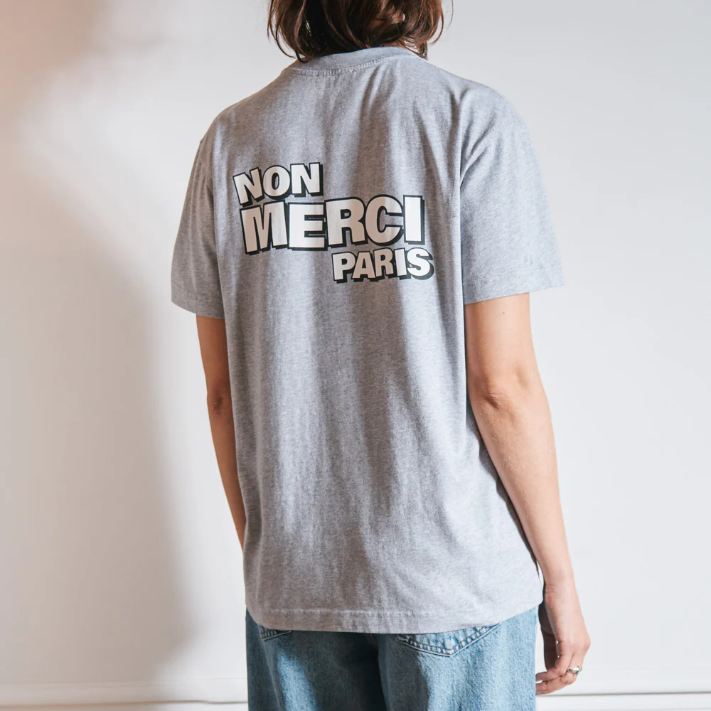 Merci - T-Shirt Enfant Non Merci  - Gris - Image 2
