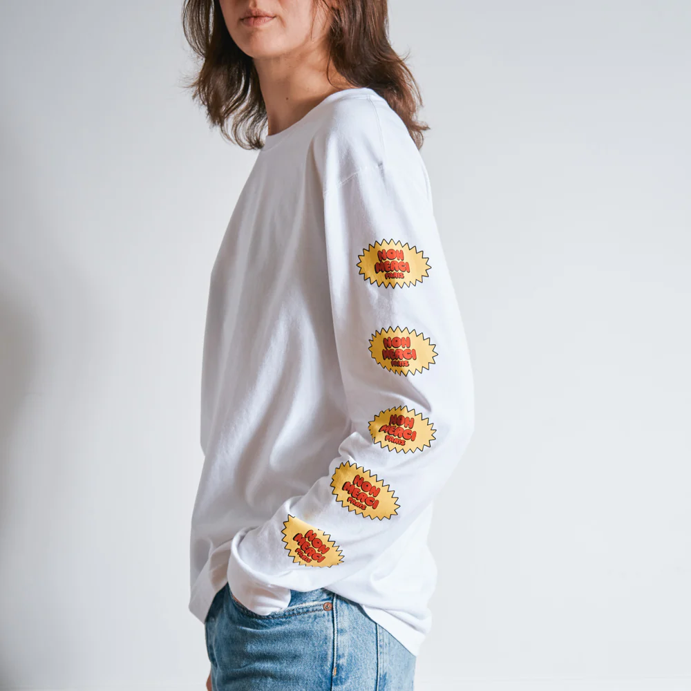 Merci - T-Shirt Ls Non Merci Beavies - Blanc - Image 4