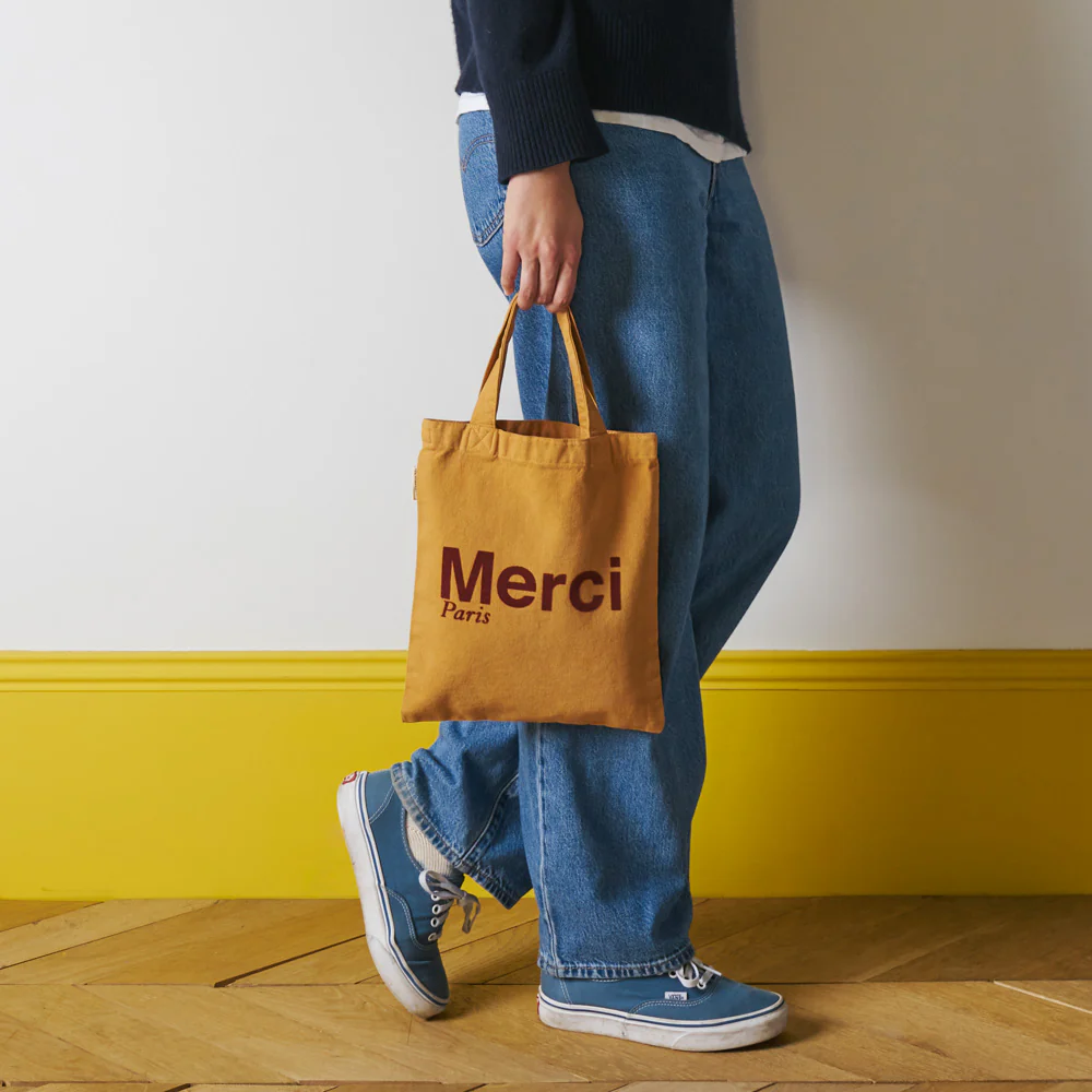 Merci - Tote Bag en coton - Beige & Marron - Image 3