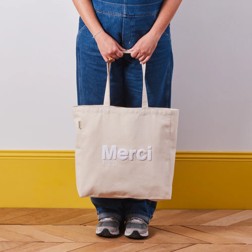 Merci - Tote Bag en Coton - Blanc - Image 3