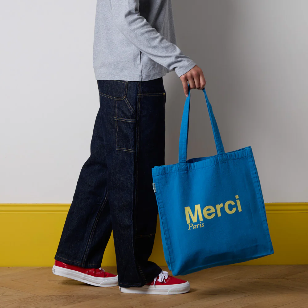Merci - Tote Bag en coton - Bleu & Jaune - Image 2