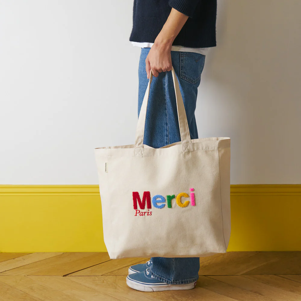 Merci - Tote Bag en coton Bouclette - Ecru & Multicolore - Image 2