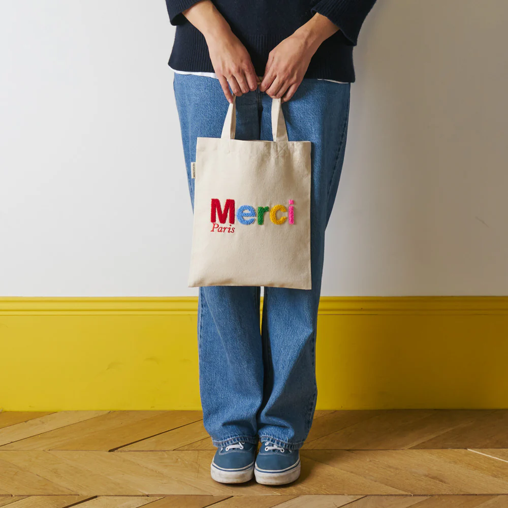 Merci - Tote Bag en coton Bouclette - Ecru & Multicolore - Image 3