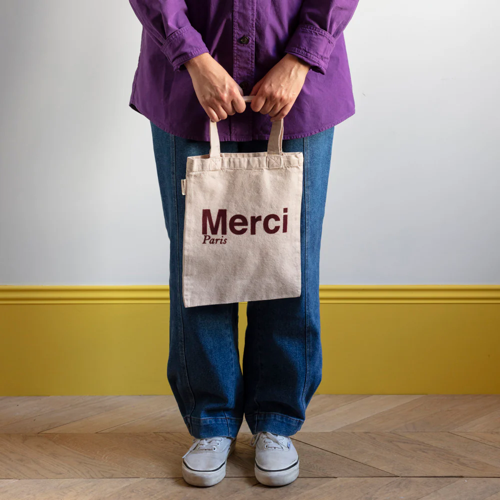 Merci - Tote Bag en coton - Crème & Bordeaux - Image 3