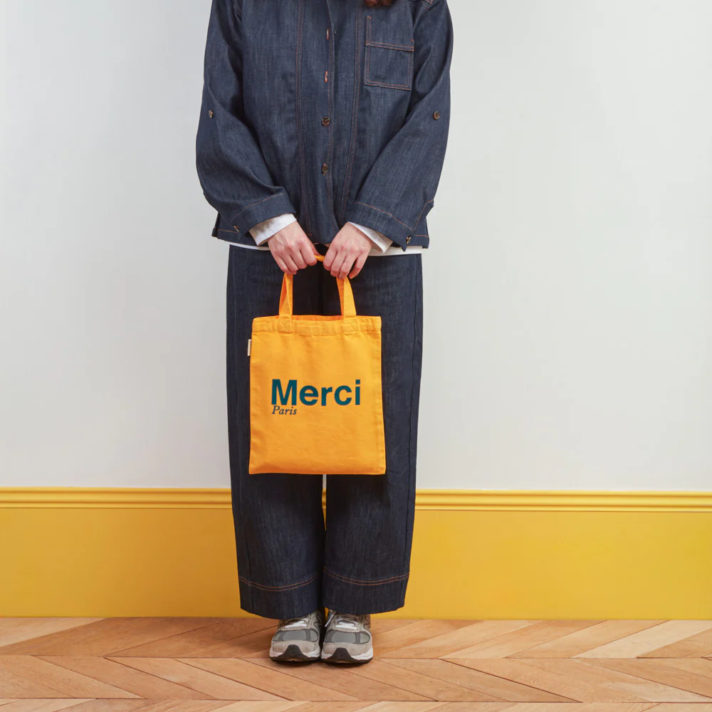 Merci - Tote Bag en coton - Jaune & Bleu canard - Image 2
