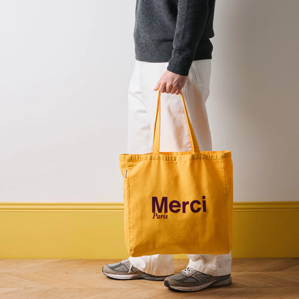 Merci - Tote Bag en coton - Jaune & Prune - Image 2