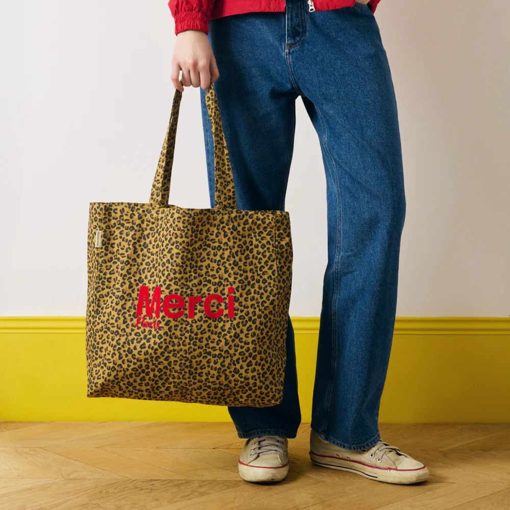 Merci - Tote Bag en coton - Léopard & Rouge - Image 2