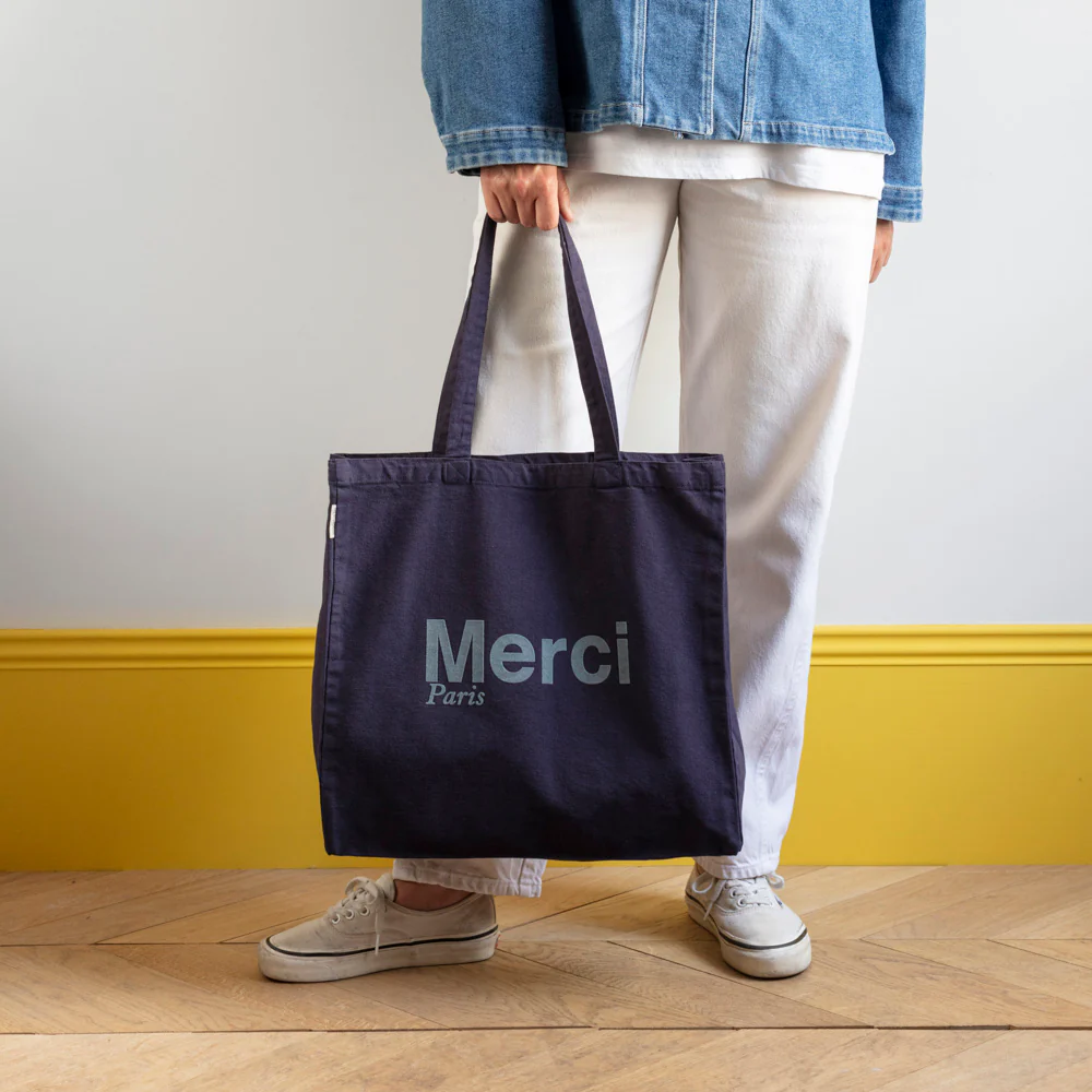 Merci - Tote Bag en coton - Marine - Image 3