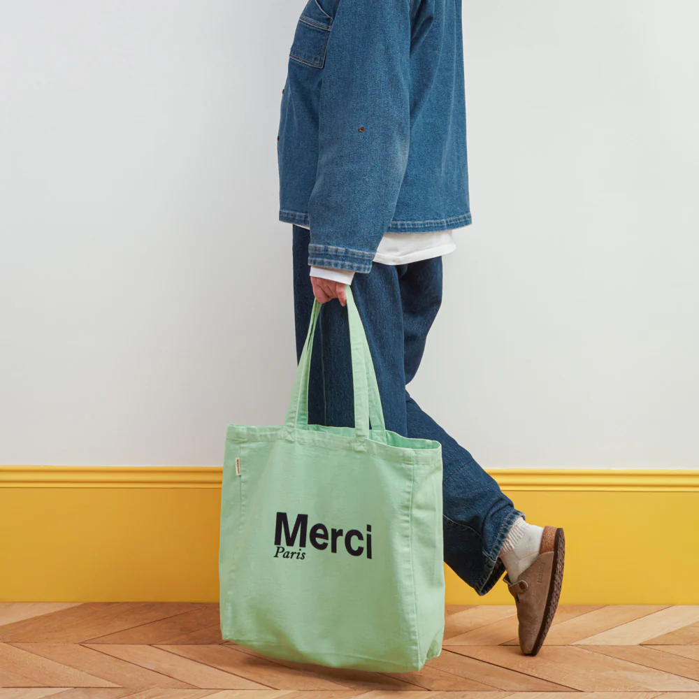 Merci - Tote Bag en coton - Mint & Bleu - Image 4