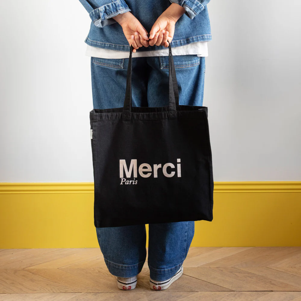 Merci - Tote Bag en coton - Noir & Crème - Image 3