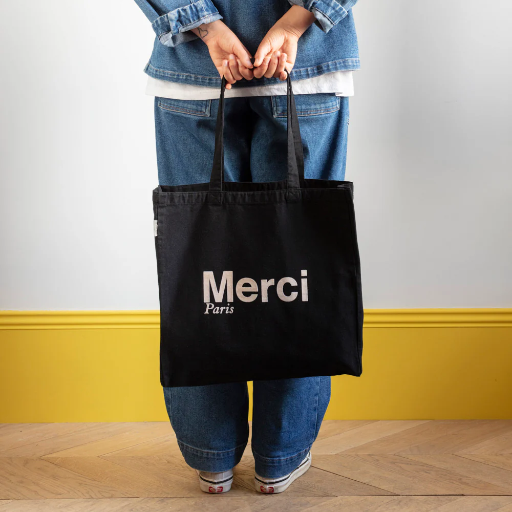 Merci - Tote Bag en coton - Noir & Crème - Image 4