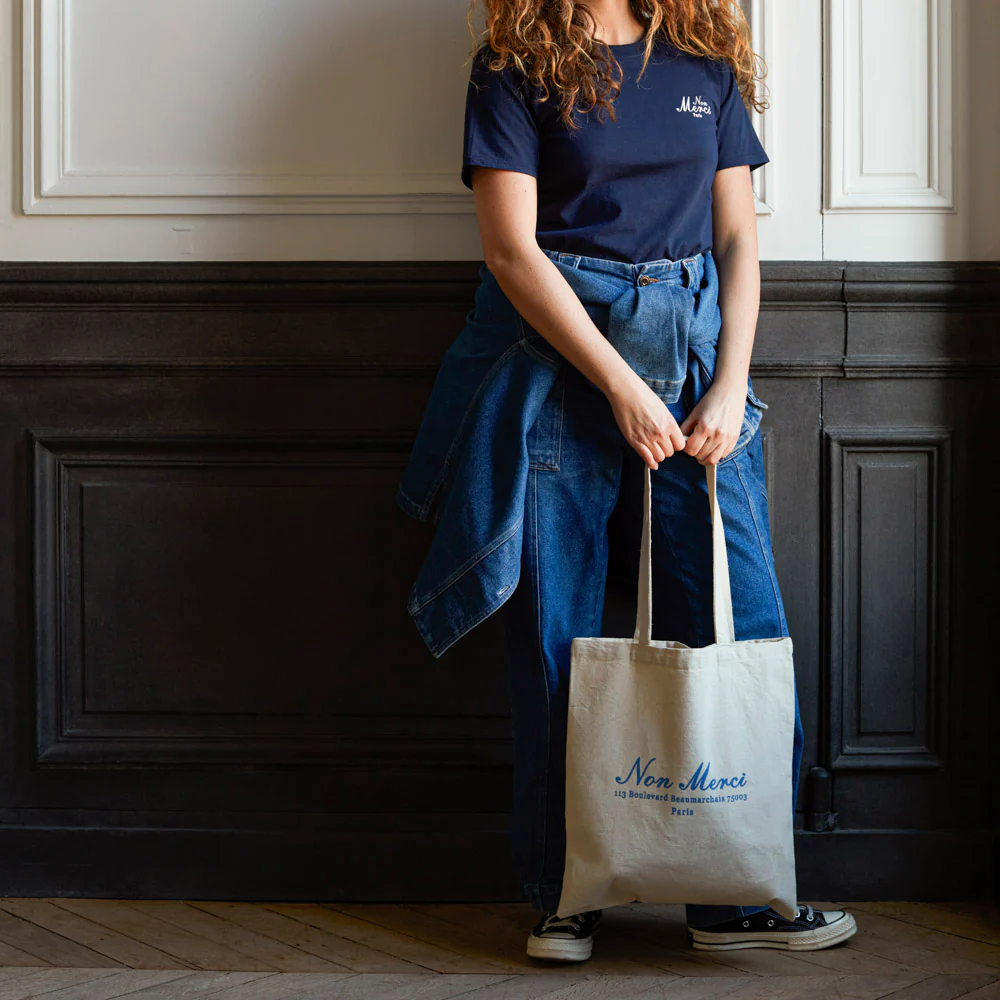 Merci - Tote bag en coton Non Merci "Rive Gauche" - Bleu