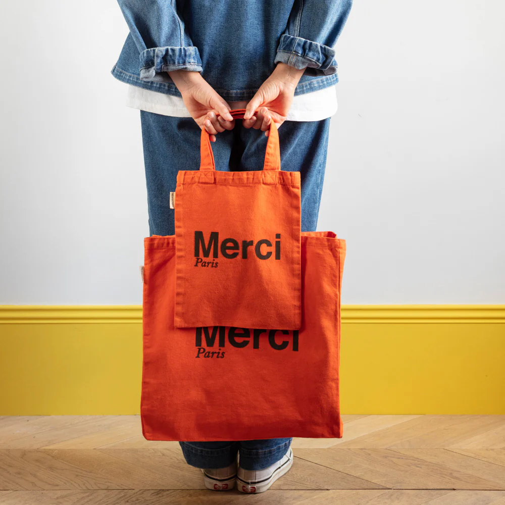 Merci - Tote Bag en coton - Orange & Marron - Image 3