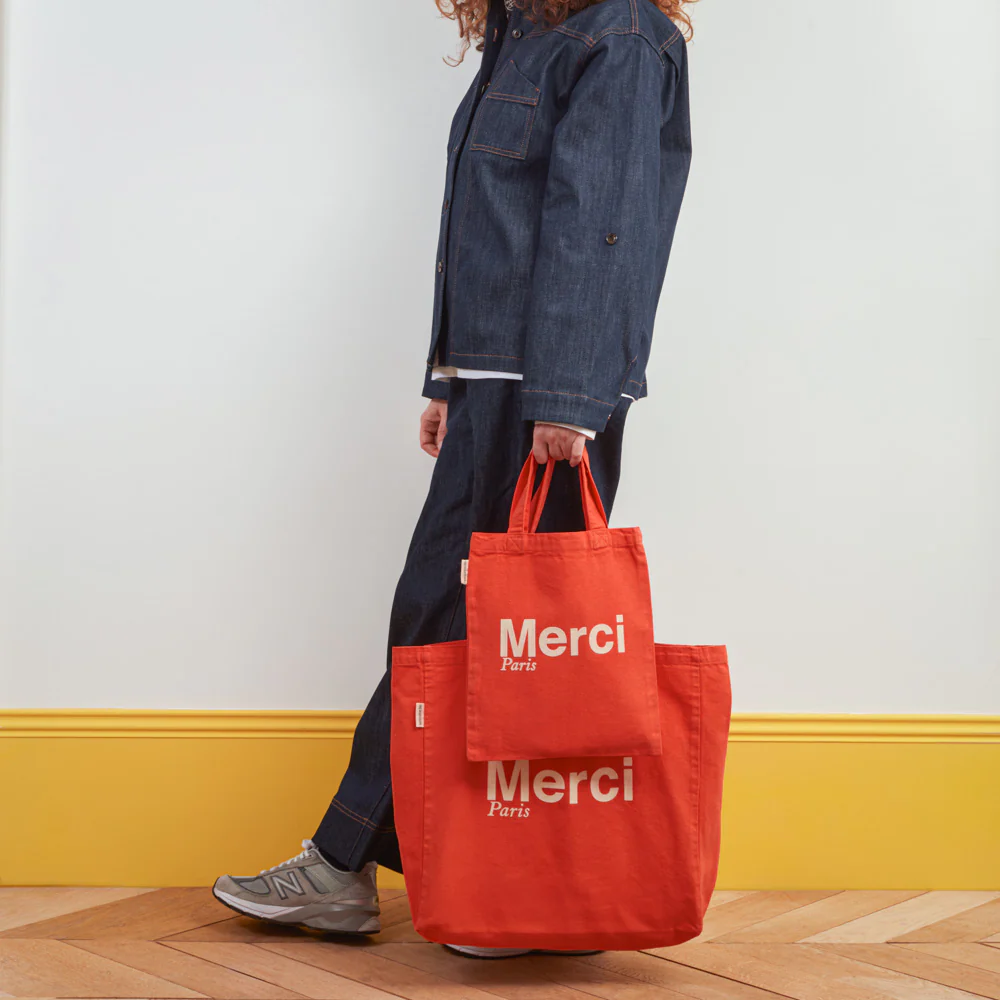 Merci - Tote Bag en coton - Orange & Sable
