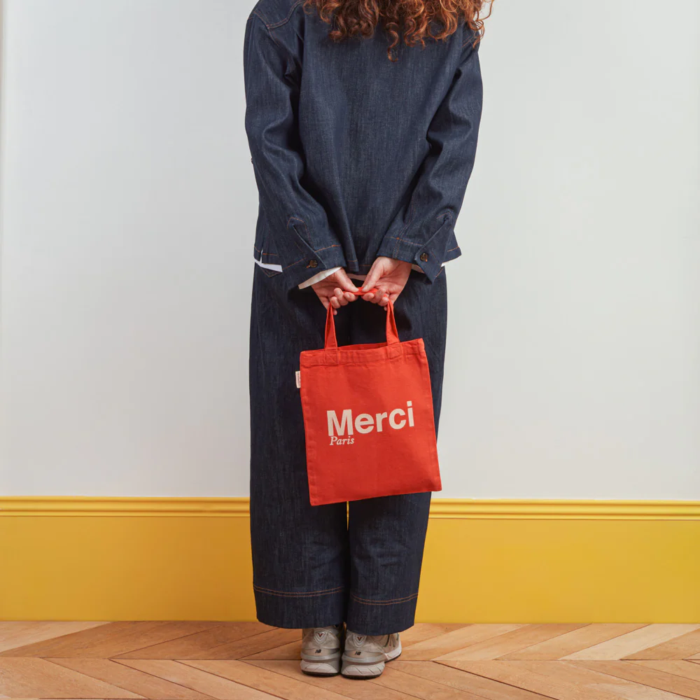 Merci - Tote Bag en coton - Orange & Sable - Image 2