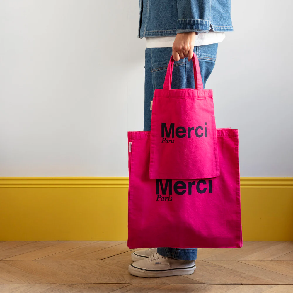 Merci - Tote Bag en coton - Rose & Marine - Image 2