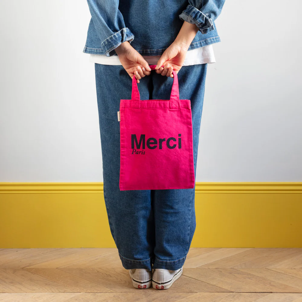 Merci - Tote Bag en coton - Rose & Marine - Image 3