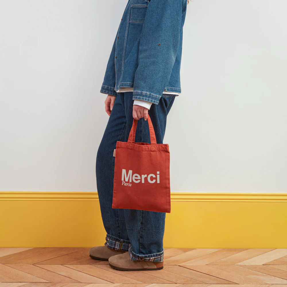 Merci - Tote Bag en coton - Terracotta & Blanc - Image 2
