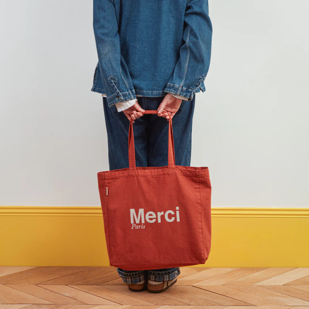 Merci - Tote Bag en coton - Terracotta & Blanc - Image 3