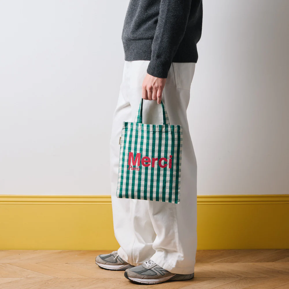 Merci - Tote Bag en coton - Vert, Crème & Rose - Image 3