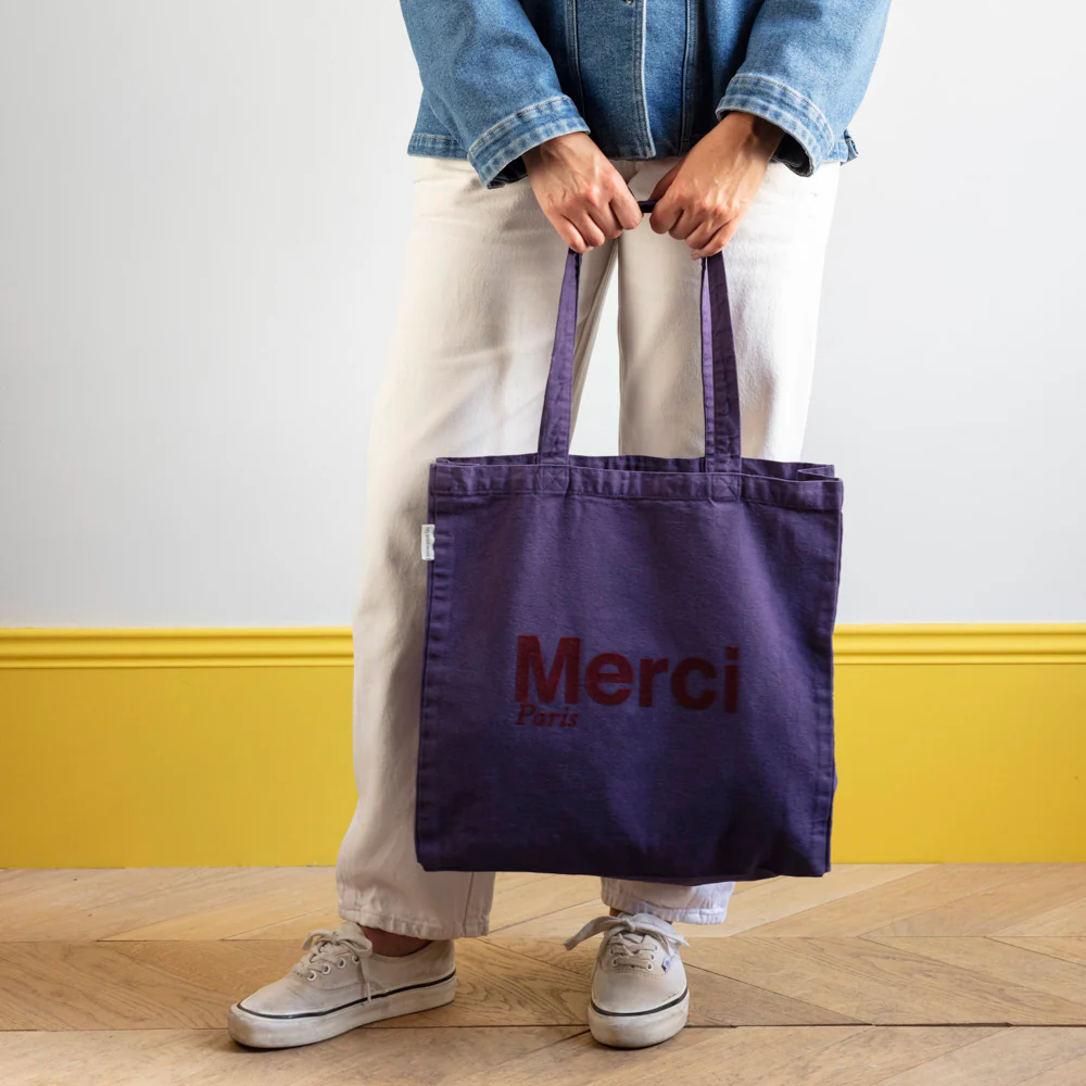 Merci - Tote Bag en coton - Violet & Bordeaux - Image 2