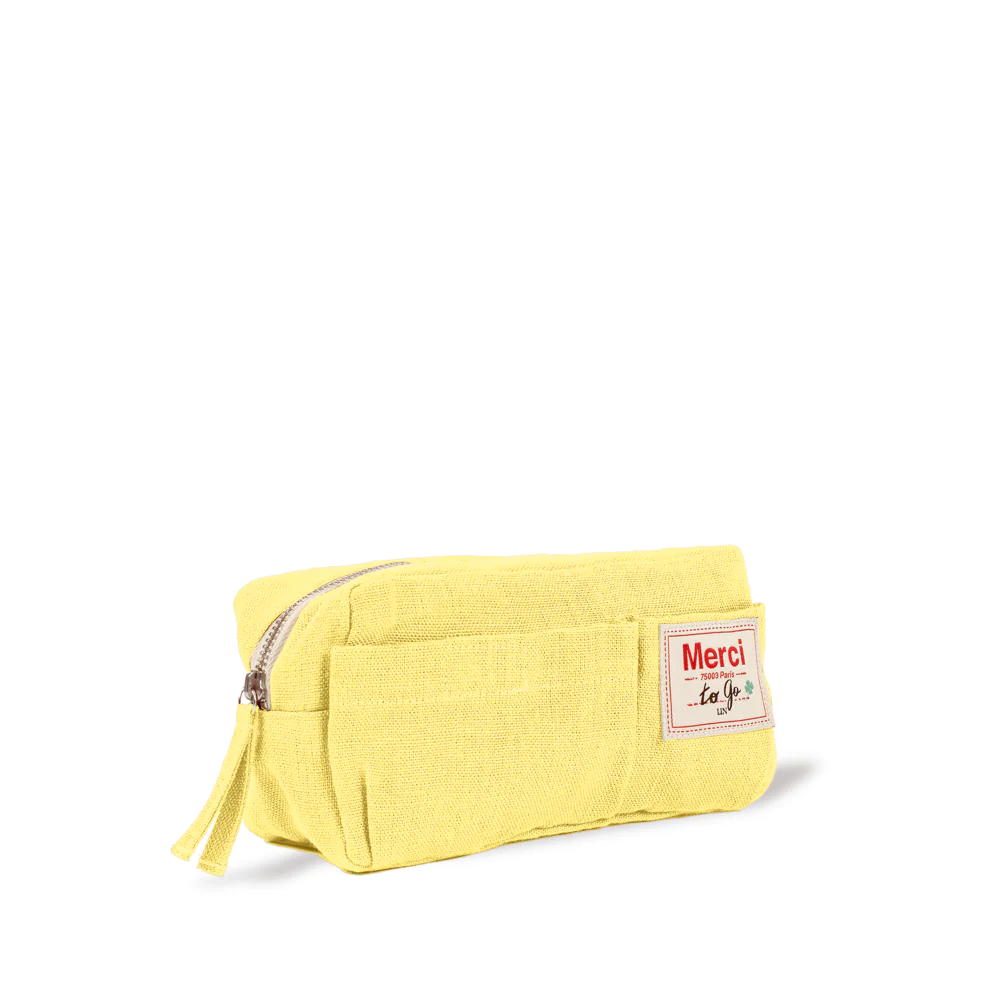 Merci - Trousse en lin lavé - Jaune Citronnade - Image 3