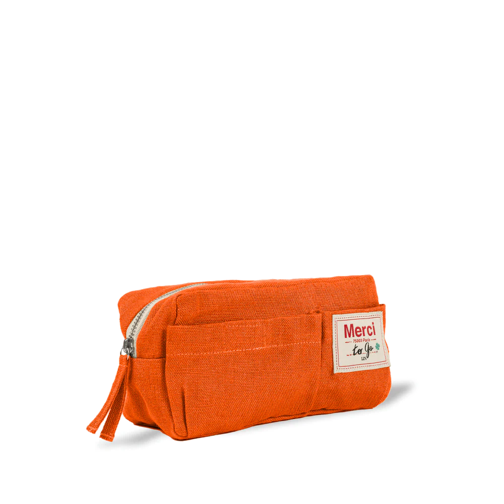 Merci - Trousse en lin lavé - Orange Zeste - Image 4