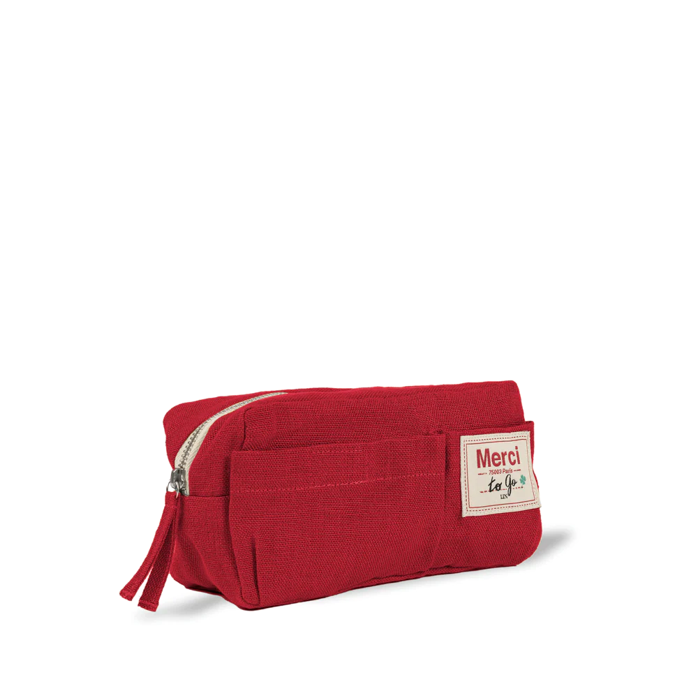 Merci - Trousse en lin lavé - Rouge Vermillon - Image 5