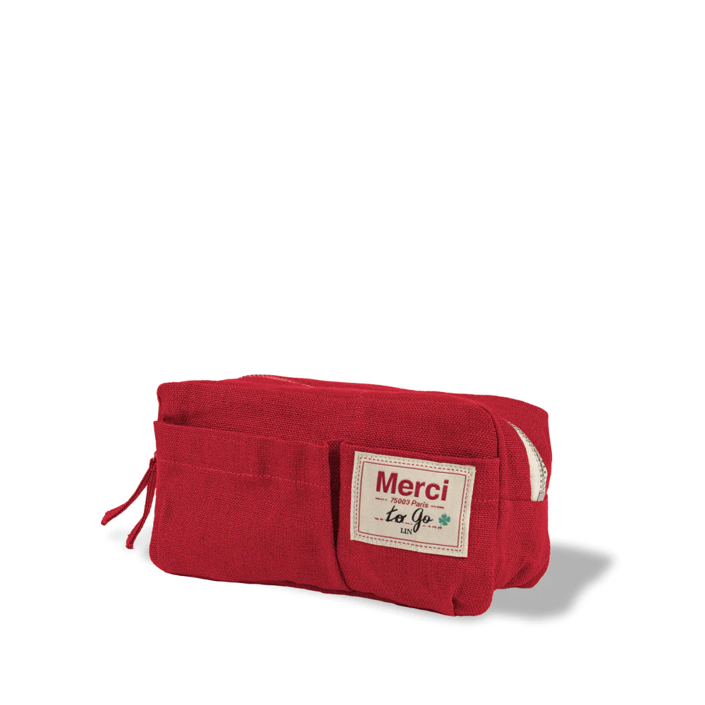 Merci - Trousse en lin lavé - Rouge Vermillon - Image 6